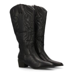 Bota cowboy alta con bordados decorativos