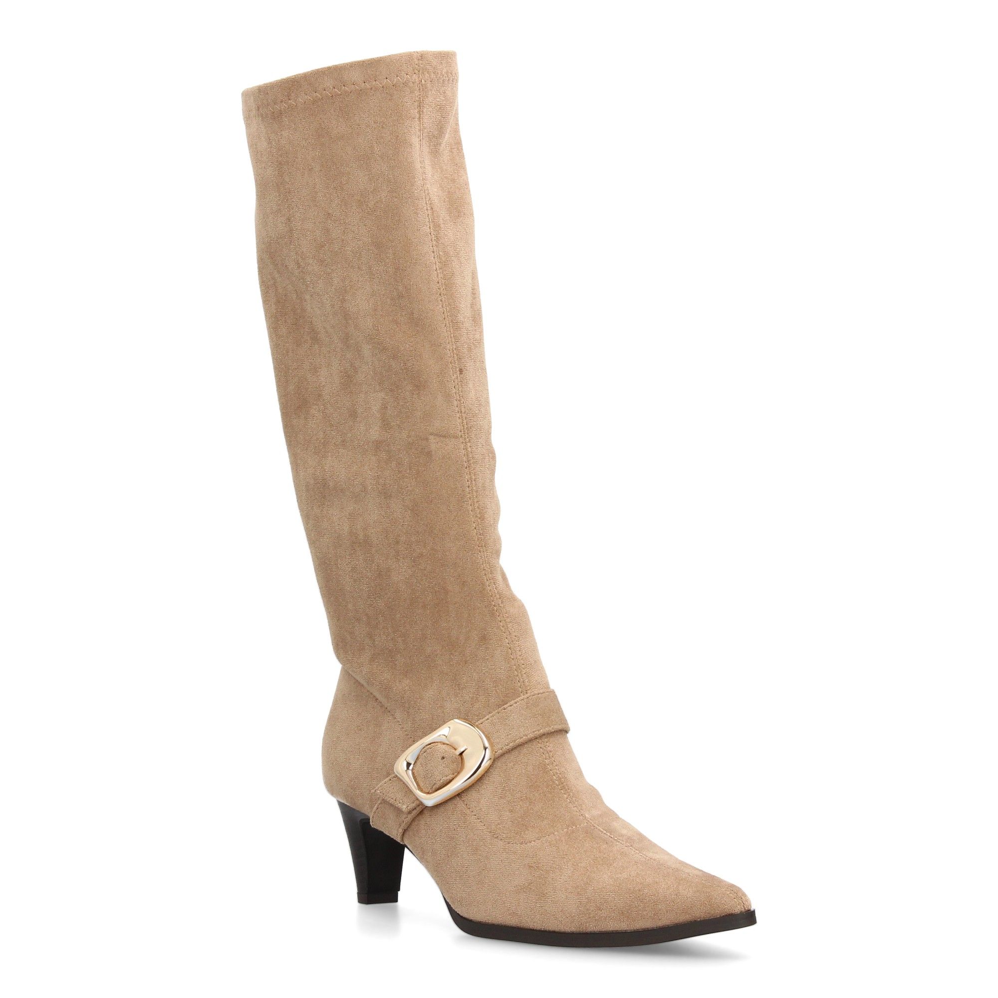 Bota alta con hebilla dorada para mujer - Imagen 3