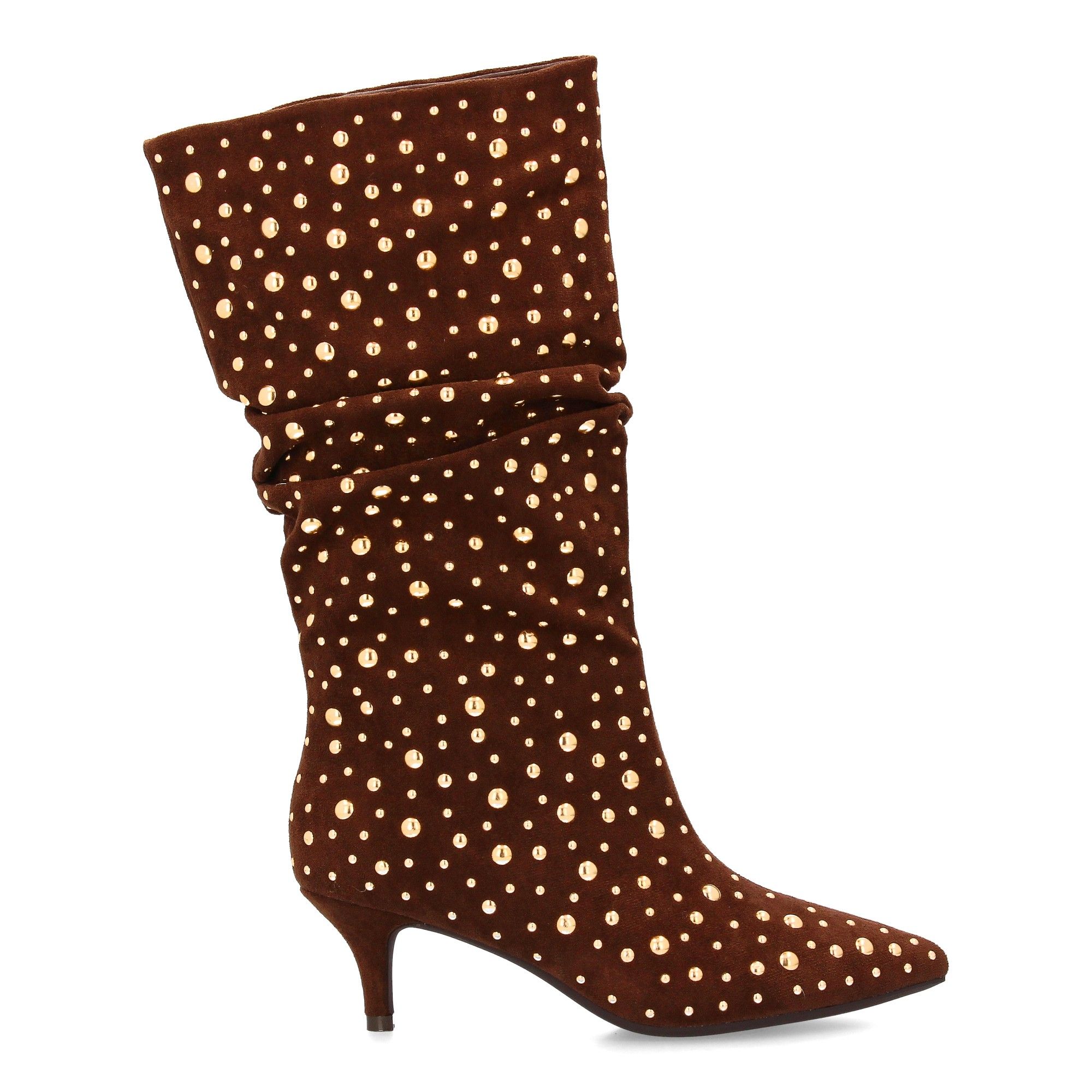 Bota con tacón y tachuelas brillante - Imagen 2