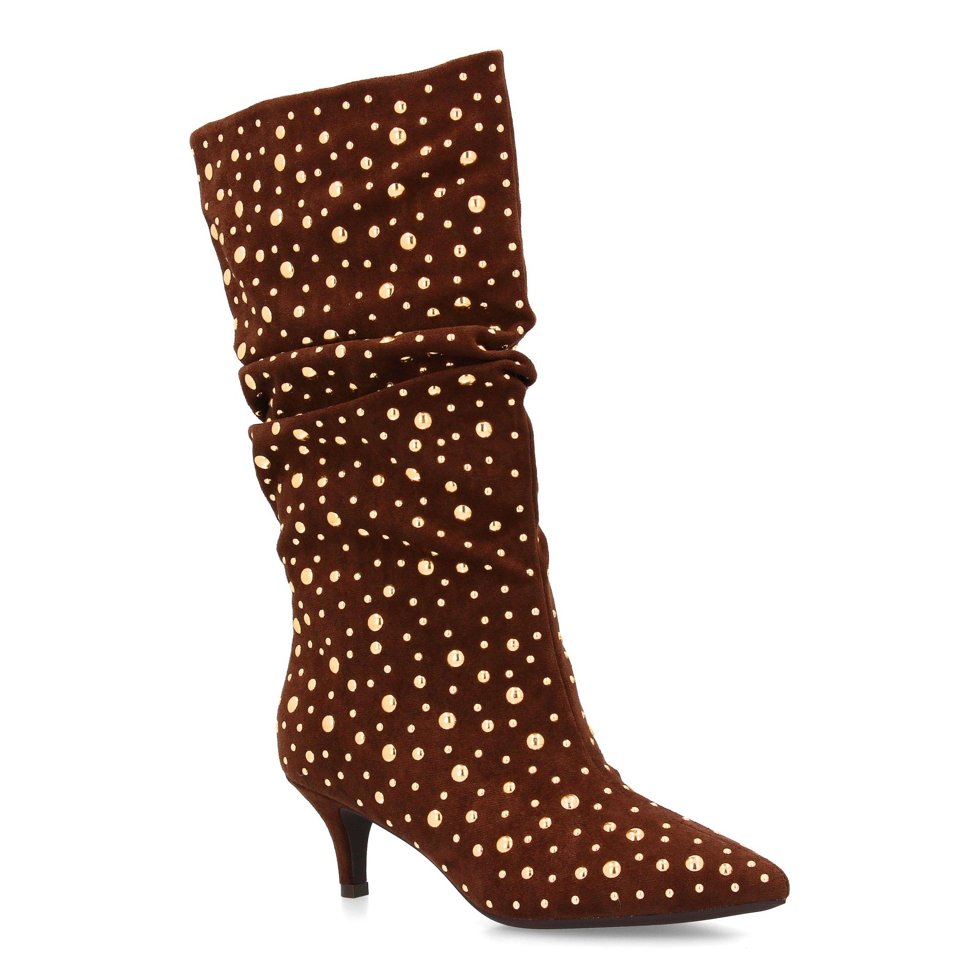 Bota con tacón y tachuelas brillante - Imagen 3