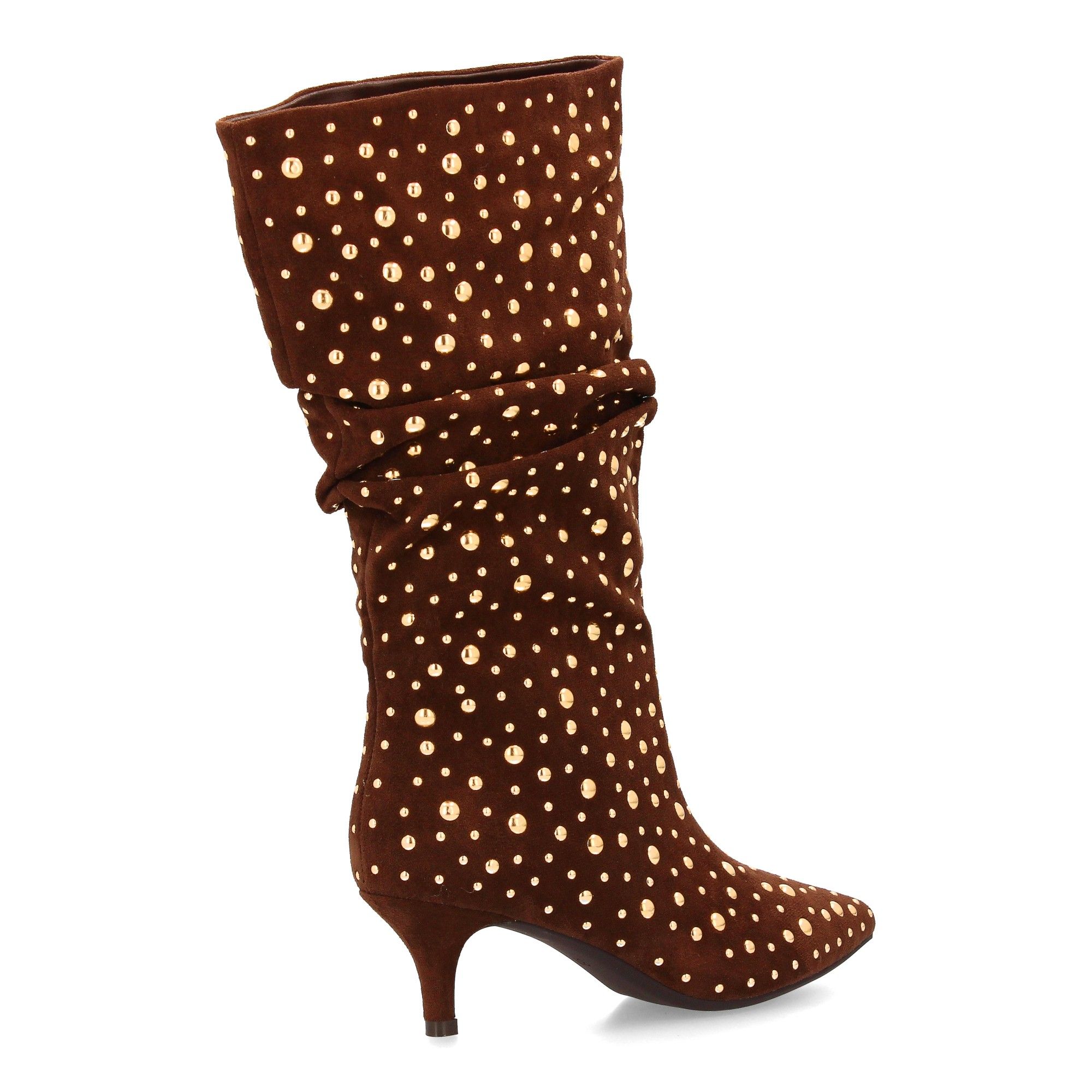 Bota con tacón y tachuelas brillante - Imagen 4
