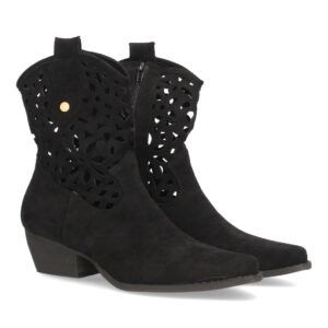 Botín cowboy para mujer, diseño calado en la caña,