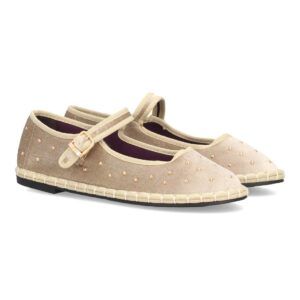 Bailarinas planas para mujer, diseño de apliques metálicos en toda la superfie