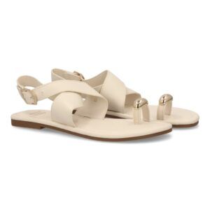 Sandalias planas elegantes mujer con adorno metálico.
