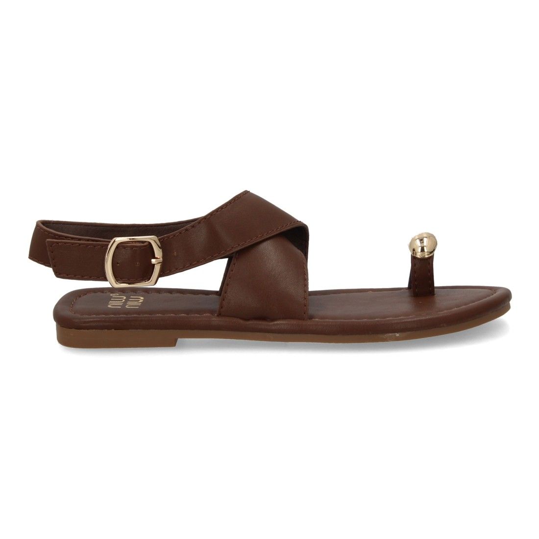 Sandalias planas elegantes mujer con adorno metálico. - Imagen 2