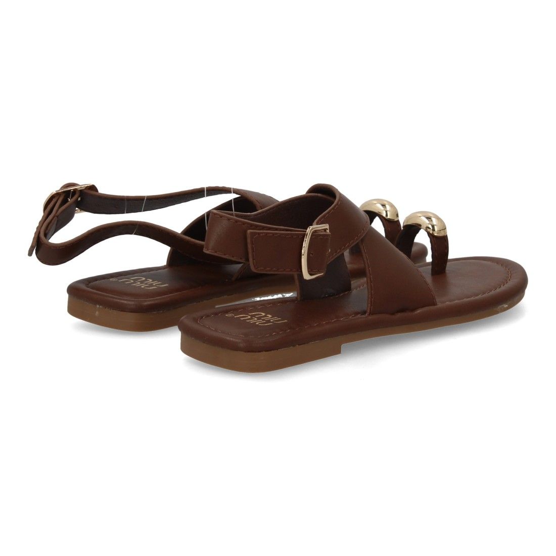 Sandalias planas elegantes mujer con adorno metálico. - Imagen 5
