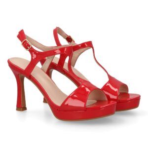 Sandalia tacón fino plataforma para mujer.