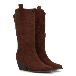 Bota alta cowboy mujer tacón y calados