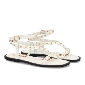 Sandalia plana mujer con tachuelas metálicas