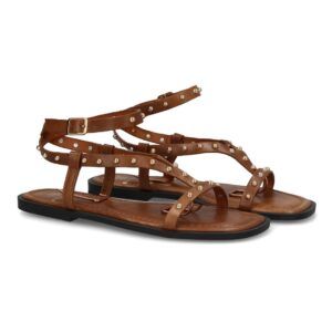 Sandalia plana mujer con tachuelas metálicas