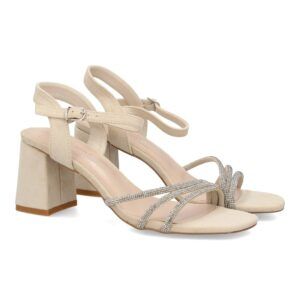 Sandalia tacón pedrería elegante mujer