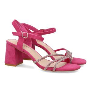 Sandalia tacón pedrería elegante mujer