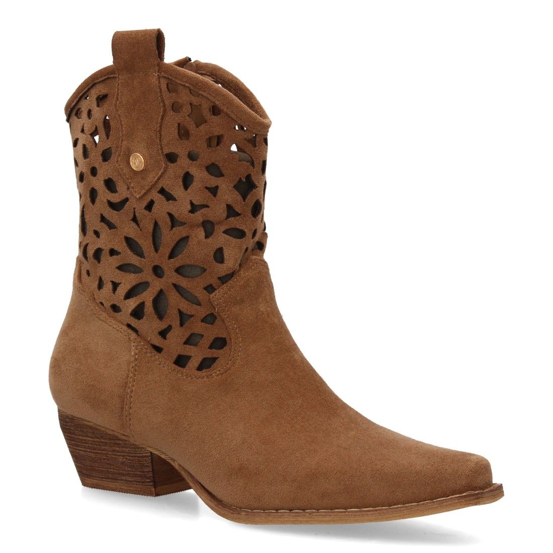 Botín cowboy para mujer, diseño calado en la caña, - Imagen 3