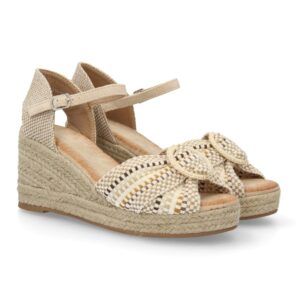Sandalia cuña esparto lazo mujer