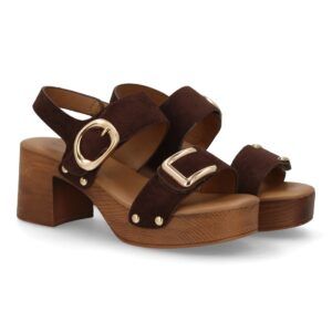 Sandalia de mujer tipo zueco con tacón estilo madera