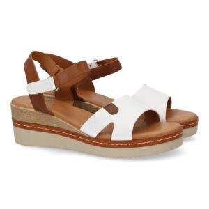 Sandalias de cuña bicolor para mujer