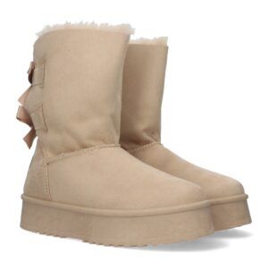 Botínes lisos de plataforma - Beige