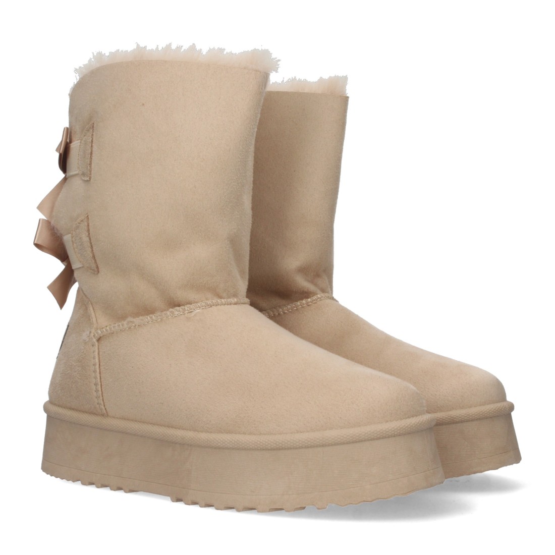 Botínes lisos de plataforma - Beige
