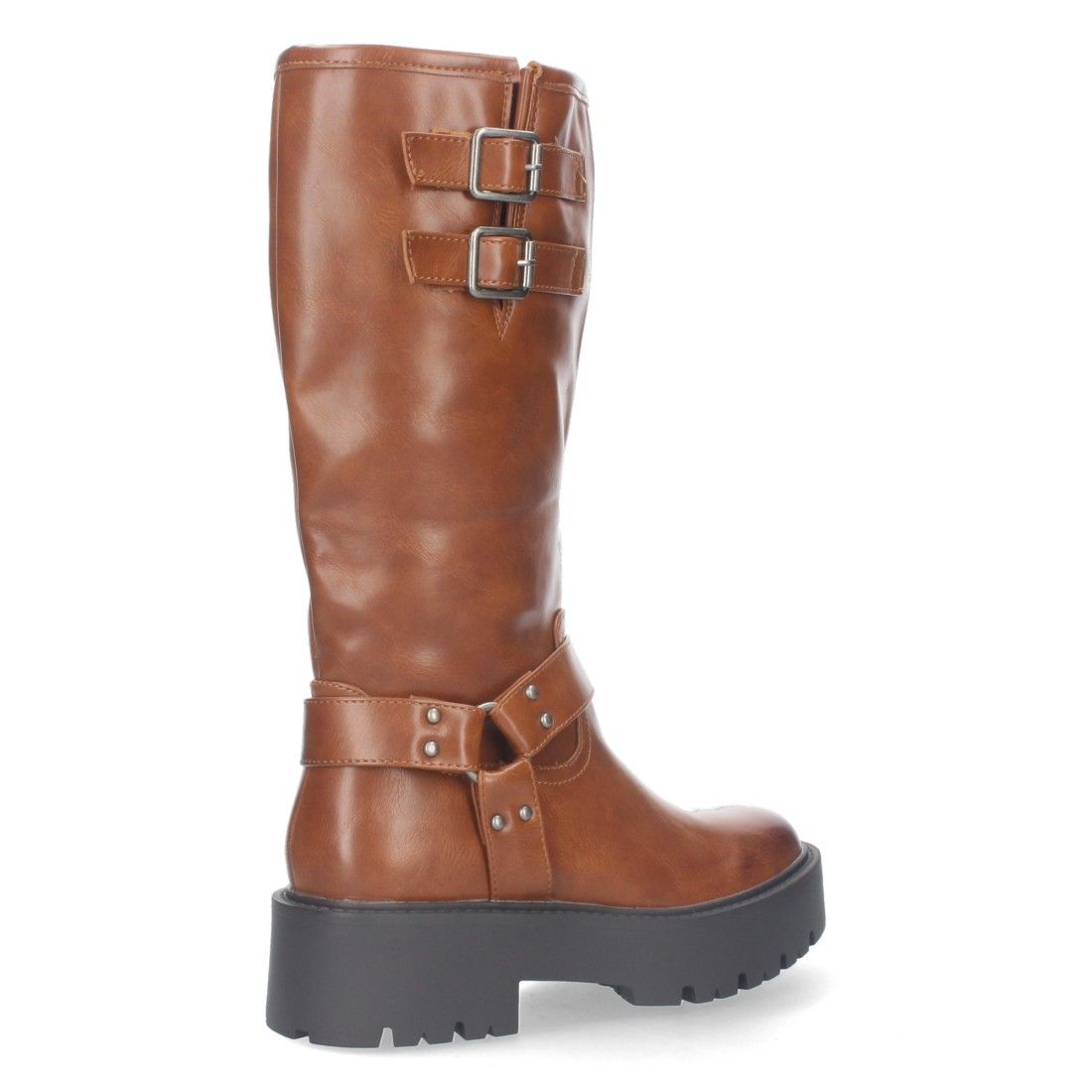 Bota Motera con Tacón Bajo y Plataforma - Camel - Imagen 2