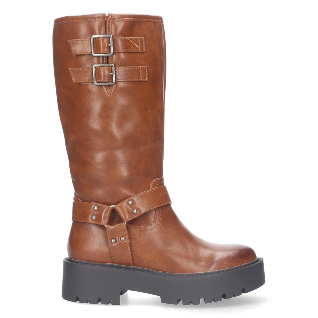 Bota Motera con Tacón Bajo y Plataforma - Camel - Imagen 4