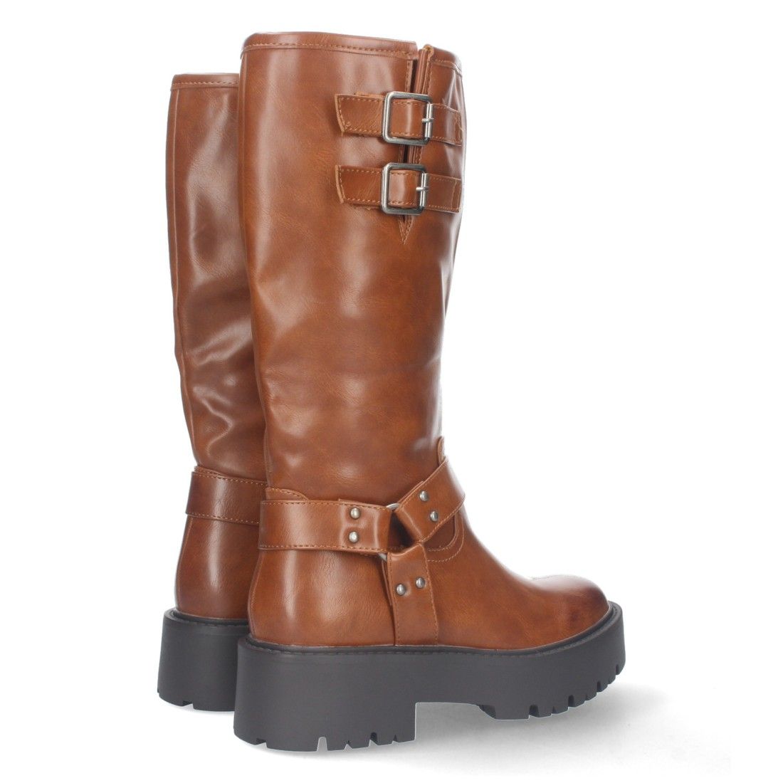 Bota Motera con Tacón Bajo y Plataforma - Camel - Imagen 5