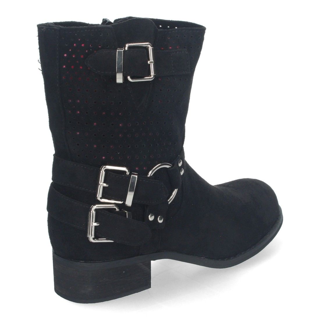 Botines de Mujer con Tacón Bajo y Adornos de Hebillas - Negro - Imagen 4