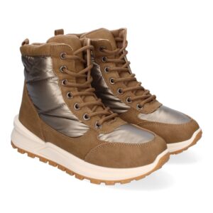 Botines Planos para Mujer, Comodos Material Acolchado, Diseño Moderno - Kaki