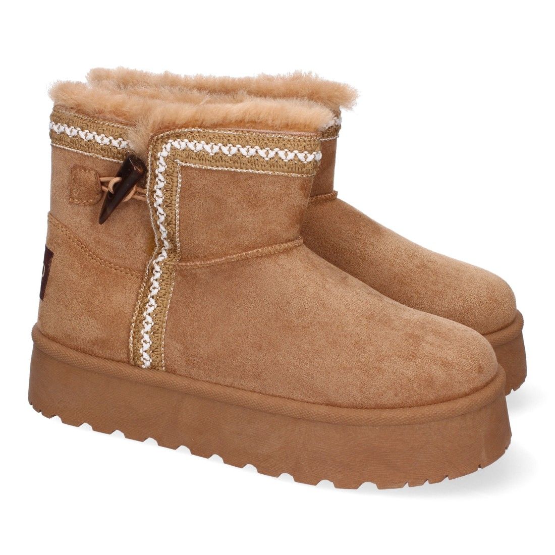 Botín Australiano para Mujer, cómodo y Calido, Forrado el Interior con Pelo - Camel