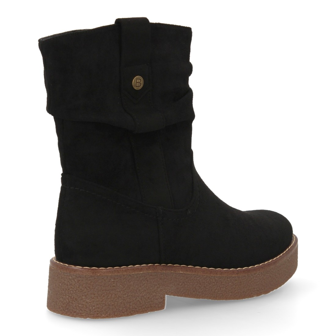 Botines planos para Mujer, cómodos y elegantes, diseño moderno con caña arrugada - Negro - Imagen 4