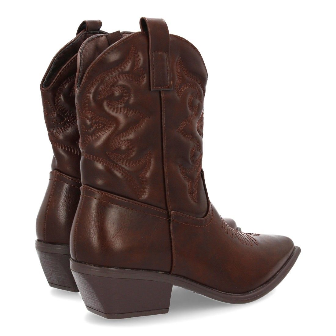 Botín cowboy con grabados en la caña - Marron - Imagen 5