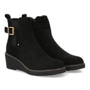 Bota de cuña con estilo minimalista para mujer - Negro