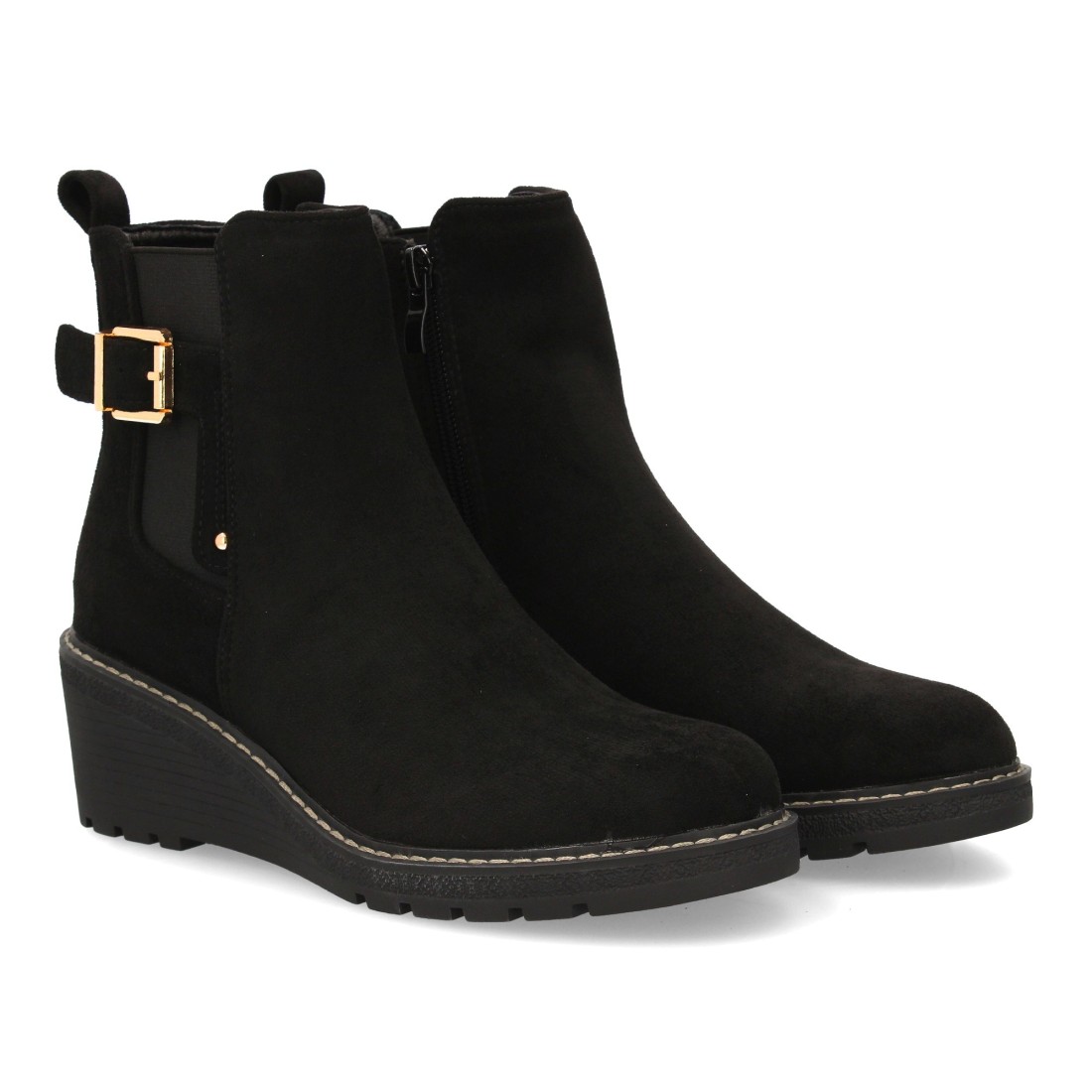 Bota de cuña con estilo minimalista para mujer - Negro