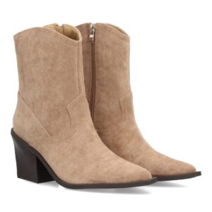 Botín cowboy mujer con tacón - Beige
