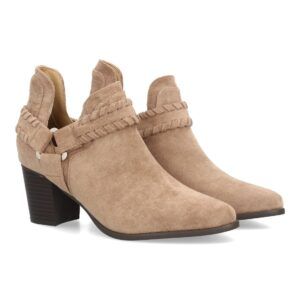 Botín western con detalles trenzados - Beige