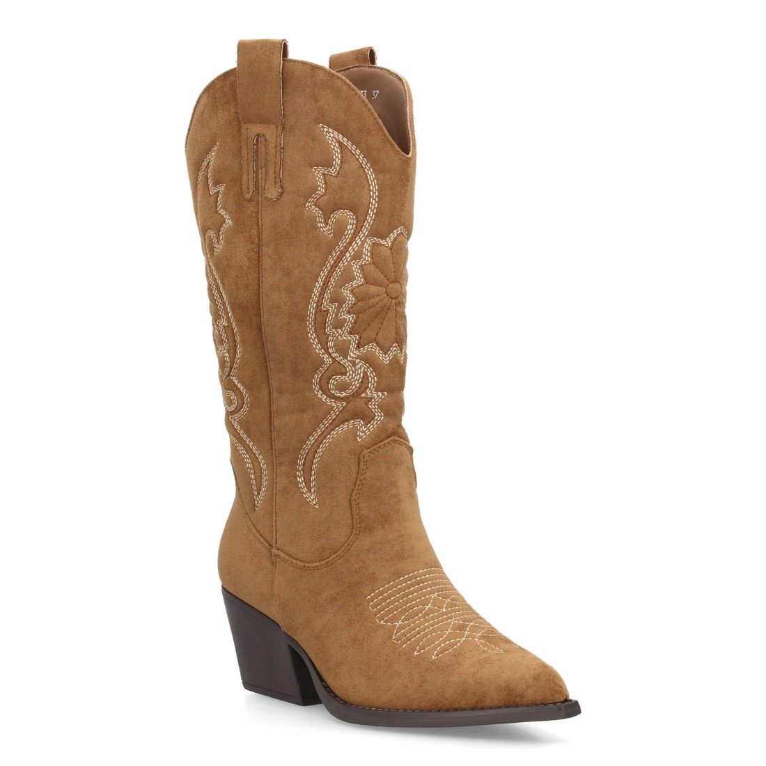 Bota cowboy de caña alta con bordados - Marron - Imagen 3