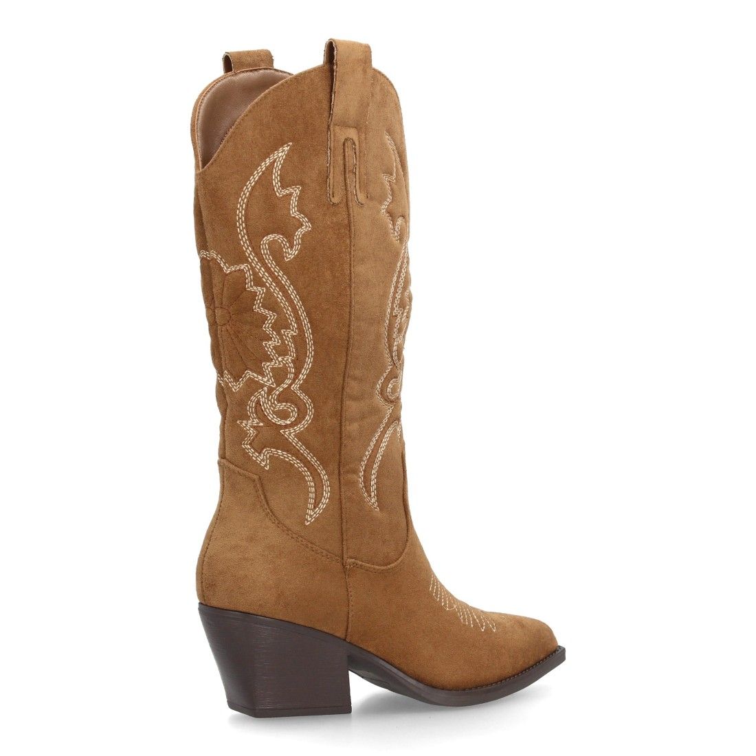 Bota cowboy de caña alta con bordados - Marron - Imagen 4