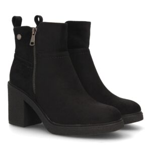 Botines Chelsea Mujer Negros con Plataforma y Tacón Ancho, cremallera lateral