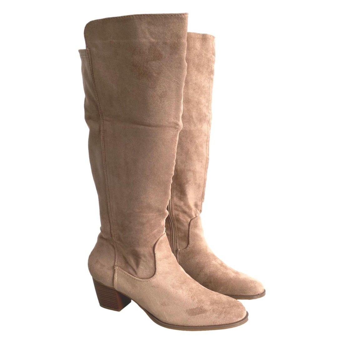 Bota de Tacón con Cierre de Cremallera - Beige