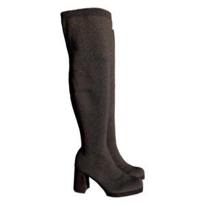 Bota de tacón con Material elástico - Negro