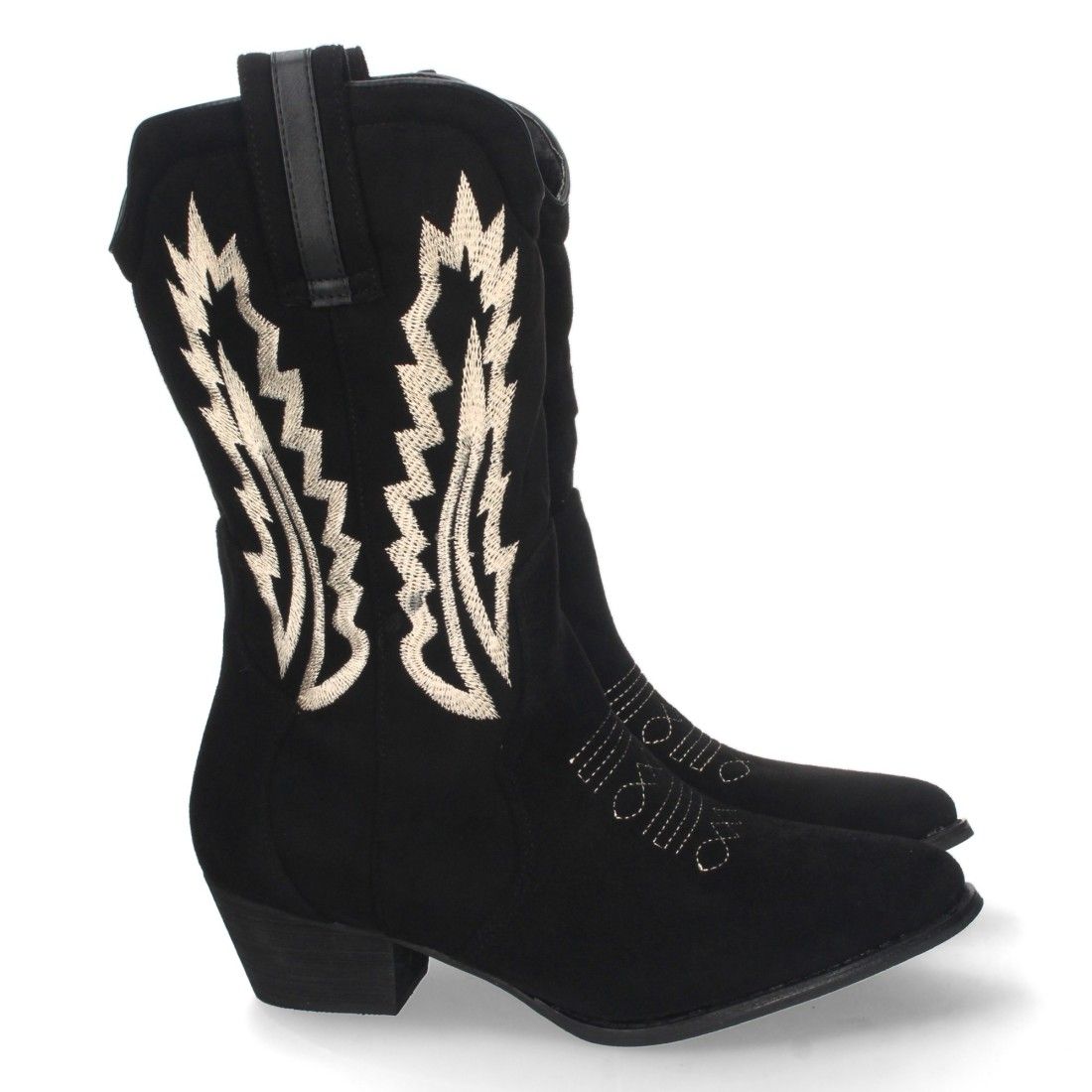 Bota de Mujer con tacón Campero y Cosido - BNegro