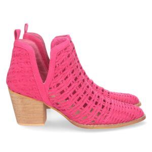 Botín Abierto con Calados y tacón - Fucsia