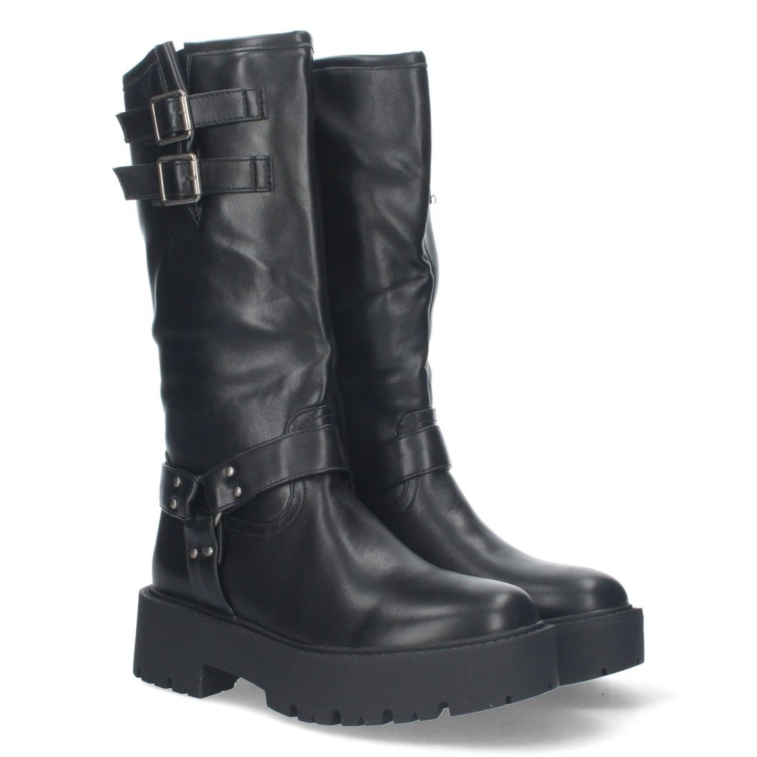 Bota Motera con Tacón Bajo y Plataforma