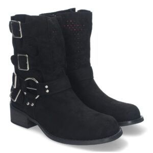 Botines de Mujer con Tacón Bajo y Adornos de Hebillas