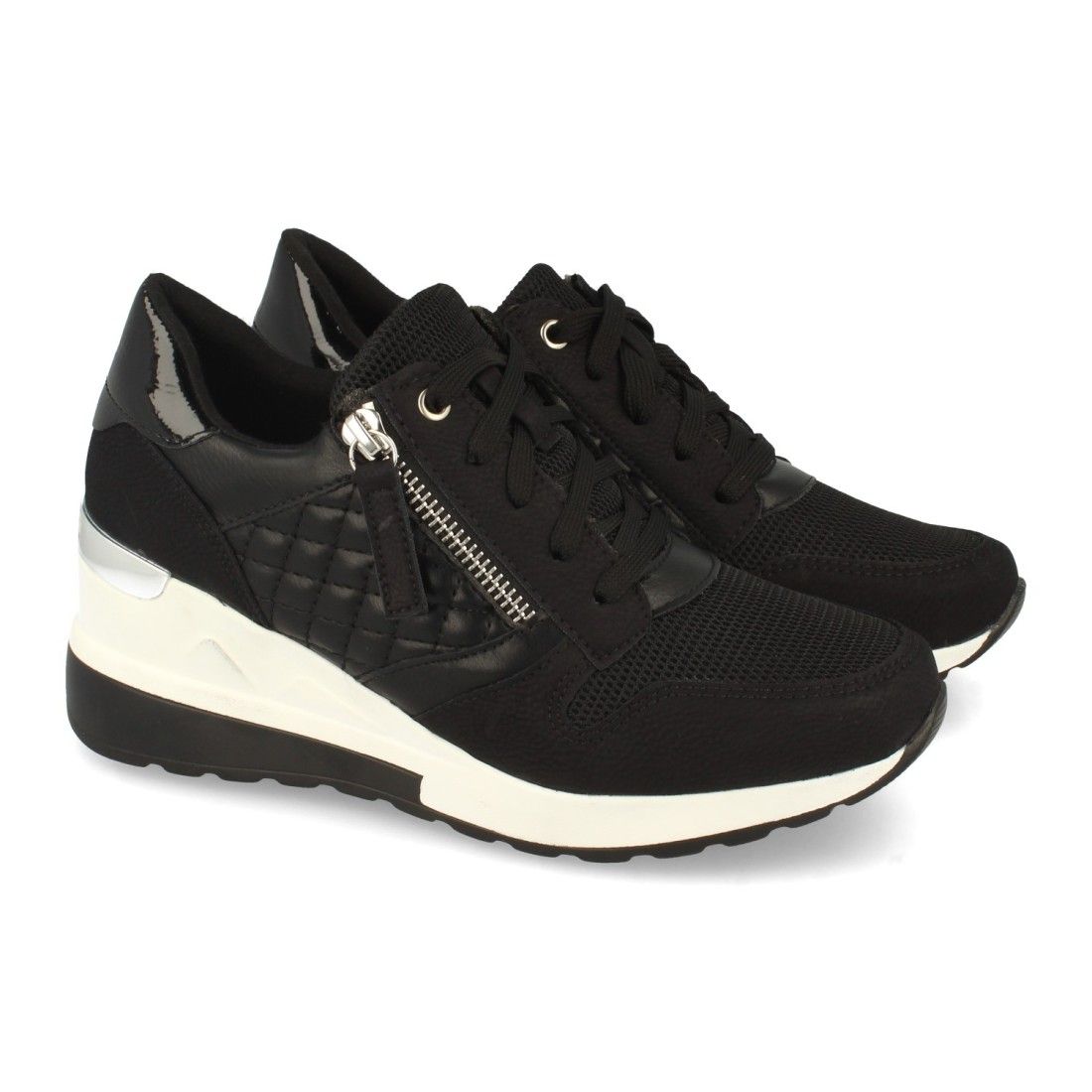 Zapatilla de Cuña con Cremallera y Cordones