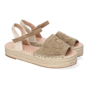 Sandalia de Plataforma para Mujer, Comoda, Forrada de Yute, Pala Abierta y Entrelazada