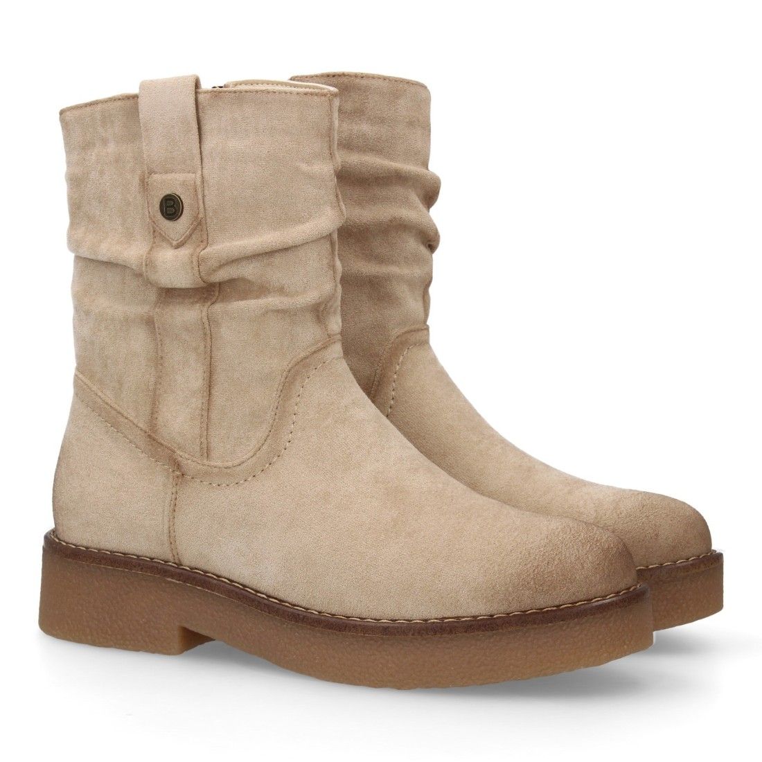 Botines planos para Mujer, cómodos y elegantes, diseño moderno con caña arrugada