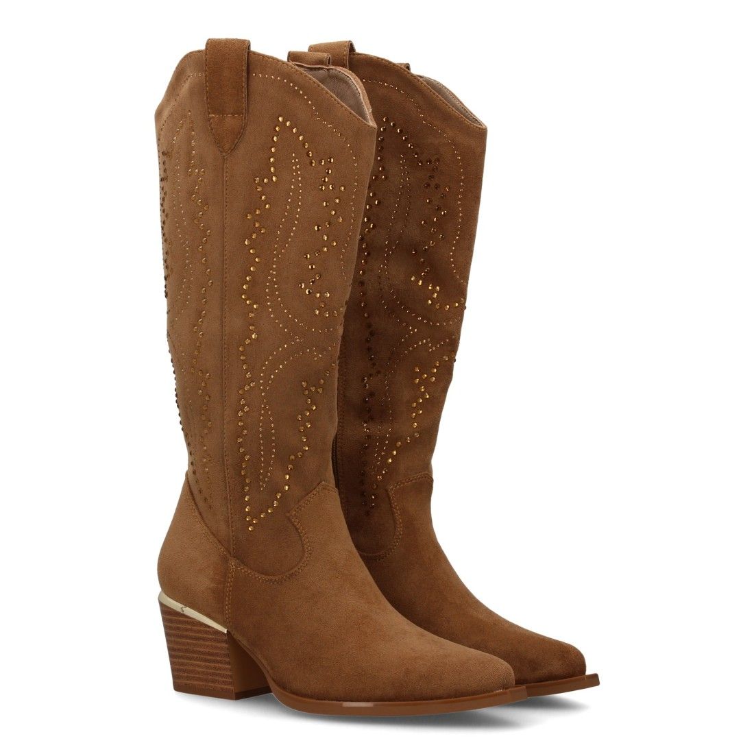 Bota cowboy para mujer de caña alta con diseño brillante, ideal temporada Otoño Invierno.