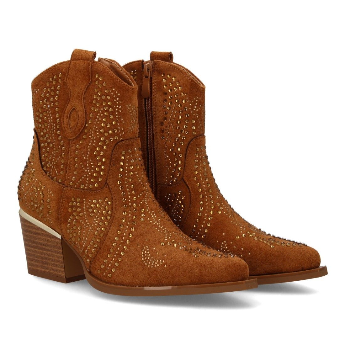Botin de mujer con detalles brillantes y estilo Cowboy, ideal Otoño invierno