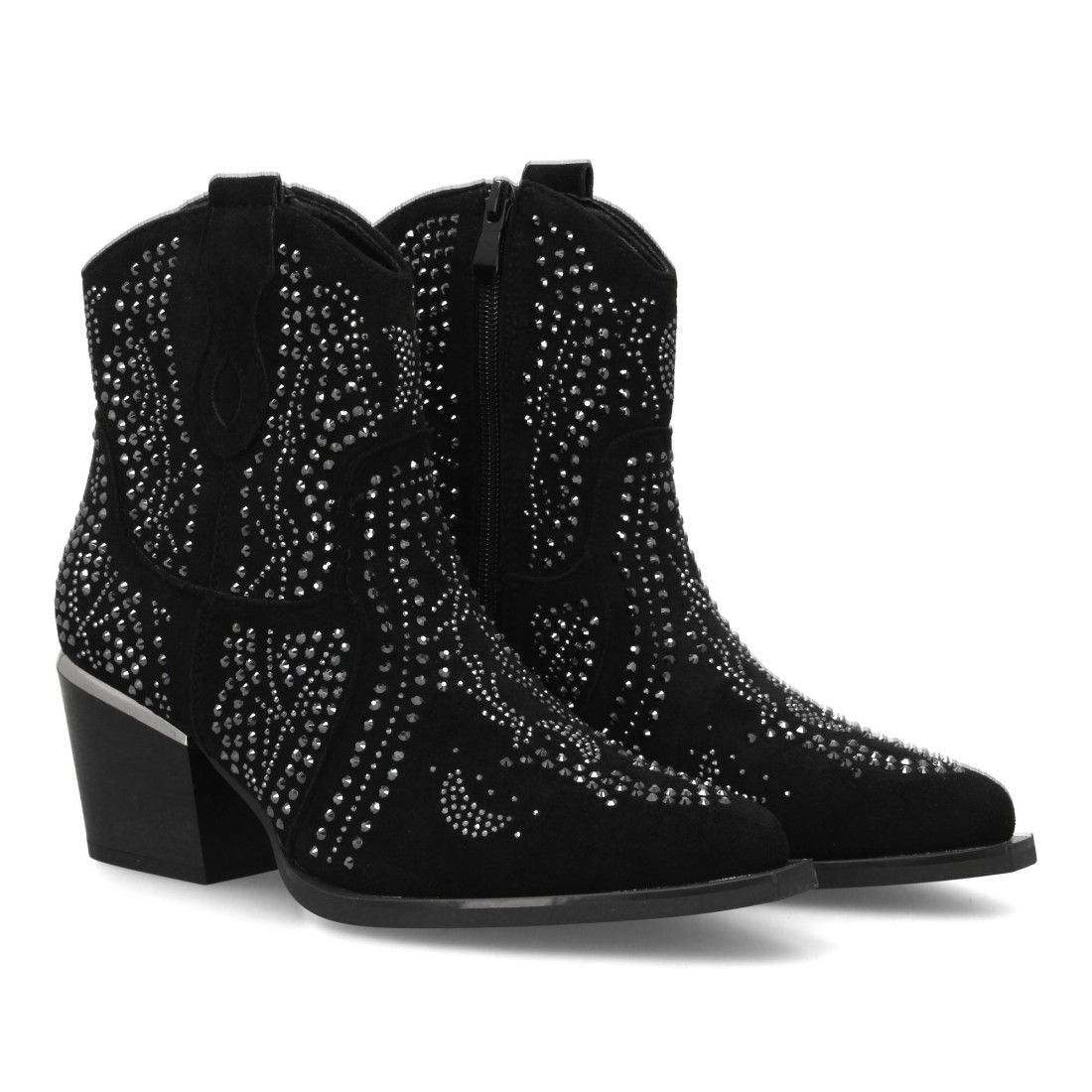 Botin de mujer con detalles brillantes y estilo Cowboy, ideal Otoño invierno