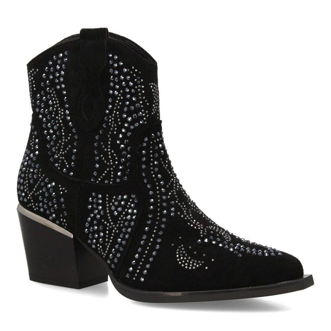 Botin de mujer con detalles brillantes y estilo Cowboy, ideal Otoño invierno - Imagen 3